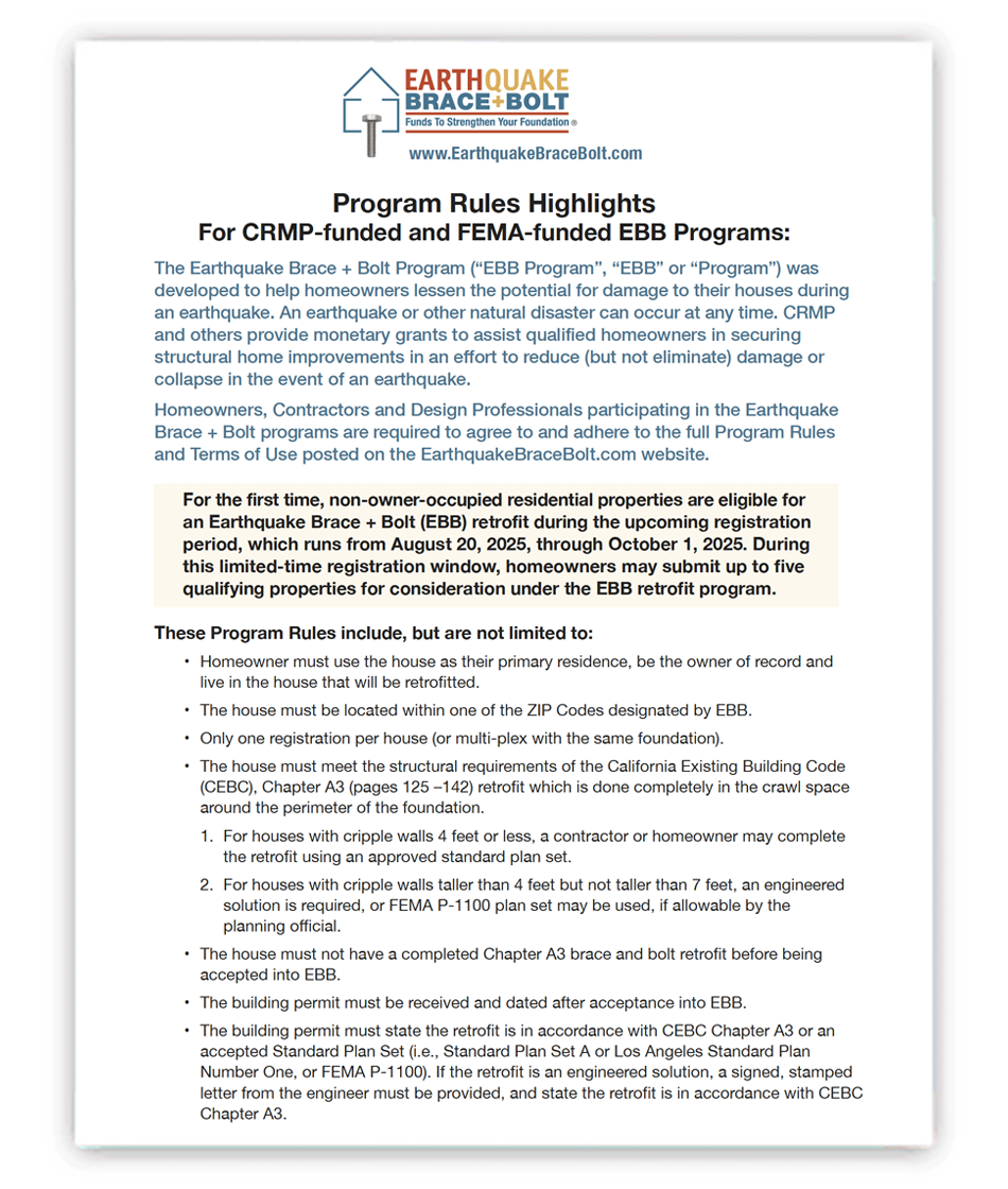EBB Program Rules Highlights