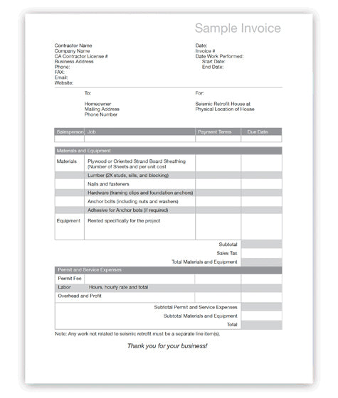 EBB Sample Invoice